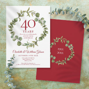 Invitation 40e anniversaire de Ruby Mariage élégant Garland