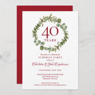 Invitation 40e anniversaire de Ruby Surprise Party Garland