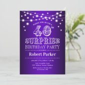 Invitation 40e anniversaire de surprise - blanc pourpre (Debout devant)
