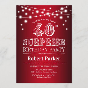Invitation 40e anniversaire de surprise - Noir Rouge Blanc