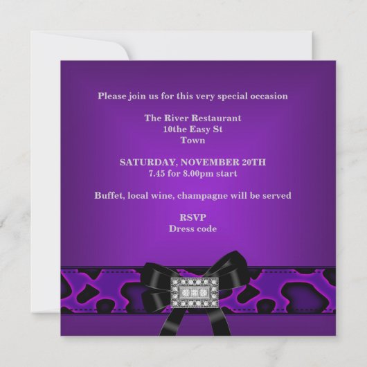 Invitation 40e anniversaire de violet sauvage de Bow Diamonds (Dos)