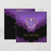 Invitation 40e Anniversaire dentelle Noire Argent Profond Coe (Devant / Derrière)