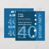 Invitation 40e anniversaire des teintes modernes de Blue Funn (Devant / Derrière)