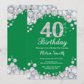 Invitation 40e anniversaire Diamant vert et argent (Devant / Derrière)