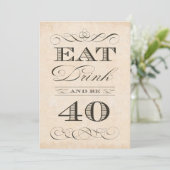 Invitation 40e anniversaire Dîner fête manger Boire et être 4 (Debout devant)