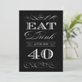 Invitation 40e anniversaire Dîner Fête Manger Boire et être j (Debout devant)