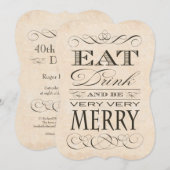 Invitation 40e anniversaire Dîner fête manger boire et être j (Devant / Derrière)