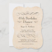 Invitation 40e anniversaire Dîner fête manger boire et être j (Dos)