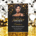 Invitation 40e anniversaire Dîner Gold Black Photo Instagram<br><div class="desc">Donnez le ton pour une soirée inoubliable avec cet élégant dîner d'anniversaire d'or et de noir Instagram Invitation. Doté d'un design moderne, d'élégants accents dorés et d'une option de téléchargement de photos, il allie parfaitement sophistication et personnalisation. Partagez la joie et l'excitation de votre journée spéciale tout en impressionnant vos...</div>