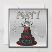 Invitation 40e anniversaire Disco Diva Cake Silver Sparkle He (Devant)