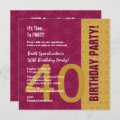 Invitation 40e anniversaire d'or moderne et marron Funny D848 (Devant / Derrière)
