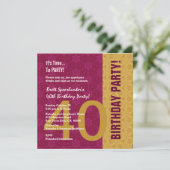 Invitation 40e anniversaire d'or moderne et marron Funny D848 (Debout devant)