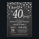 Invitation 40e anniversaire du Mariage Chalkboard noir argent<br><div class="desc">40e anniversaire Mariage Chalkboard Black and Silver Invitation. Quarante Anniversaire Mariage. Chalkboard Black et Silver Parties scintillant Arrière - plan diamant. Confetti en argent. Anniversaire adulte. Fête d'anniversaire d'une femme ou d'un homme. Pour plus de personnalisation, cliquez sur le bouton "Customiser" et utilisez notre outil de conception pour modifier ce...</div>