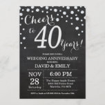 Invitation 40e anniversaire du Mariage Chalkboard noir argent<br><div class="desc">40e anniversaire Mariage Chalkboard Black and Silver Invitation. Quarante Anniversaire Mariage. Chalkboard Black et Silver Parties scintillant Arrière - plan diamant. Confetti en argent. Anniversaire adulte. Fête d'anniversaire d'une femme ou d'un homme. Pour plus de personnalisation, cliquez sur le bouton "Customiser" et utilisez notre outil de conception pour modifier ce...</div>