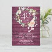 Invitation 40e anniversaire du Mariage de fleurs de bois roug (Debout devant)