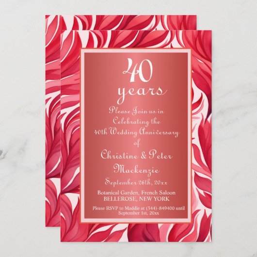 Invitation 40e anniversaire du Mariage de Ruby (Devant / Derrière)