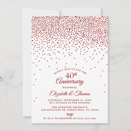 Invitation 40e anniversaire du Mariage de Ruby (Devant)