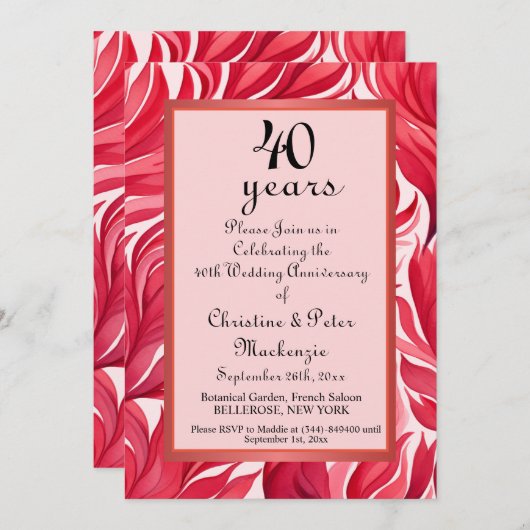 Invitation 40e anniversaire du Mariage de Ruby (Devant / Derrière)