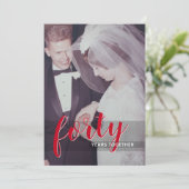 Invitation 40e anniversaire du Mariage et photo - rouge rubis (Debout devant)