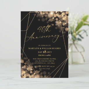 Invitation 40e anniversaire du Mariage Gold & Black