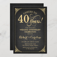 40e anniversaire du Mariage - Gold Chalkboard