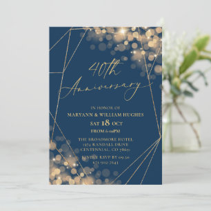 Invitation 40e anniversaire du Mariage Gold & Navy