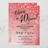 Invitation 40e anniversaire du Mariage Ruby Red (Devant / Derrière)