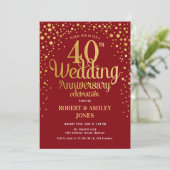 Invitation 40e anniversaire du Mariage - Ruby Red & Gold (Debout devant)