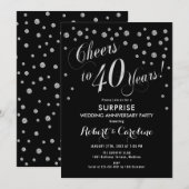 Invitation 40e anniversaire du Mariage surprise - Noir & Arge (Devant / Derrière)