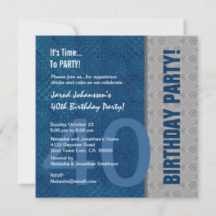 Invitation 40e anniversaire du Modern Blue and Silver S317