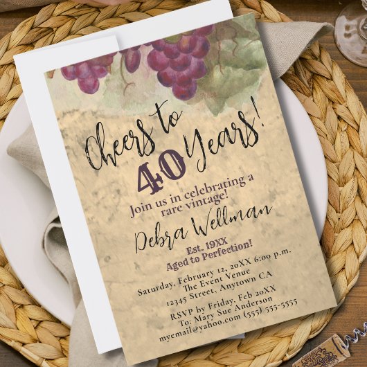 Invitation 40e anniversaire du vignoble | À 40 ans de vin