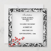 Invitation 40e anniversaire Elégant Asiatique Fleurs rouges B (Dos)