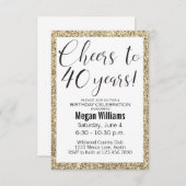Invitation 40e anniversaire Elegant Black and Gold Parties sc (Devant / Derrière)