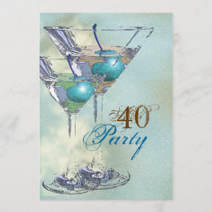 Invitation 40e anniversaire élégant bleu brun