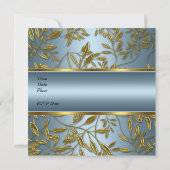 Invitation 40e anniversaire Elégant Blue Gold Floral (Dos)