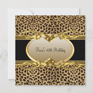 Invitation 40e anniversaire Elegant Classy Gold Leopard noir