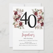 Invitation 40e anniversaire Elegant Floral (Devant)