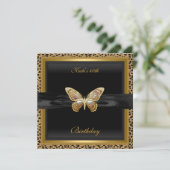 Invitation 40e anniversaire Elegant Leopard Gold Butterfly (Debout devant)