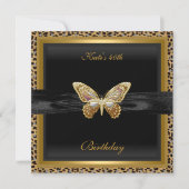 Invitation 40e anniversaire Elegant Leopard Gold Butterfly (Devant)