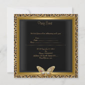 Invitation 40e anniversaire élégant léopard papillon doré (Dos)
