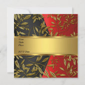 Invitation 40e anniversaire Elégant Rouge Or Floral Noir (Dos)