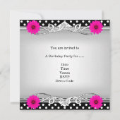 Invitation 40e anniversaire Elégante tache noire blanche Pink (Dos)