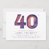 Invitation 40e anniversaire en violet moderne et or (Devant)