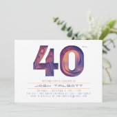 Invitation 40e anniversaire en violet moderne et or (Debout devant)