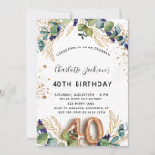 Invitation 40e anniversaire eucalyptus parties scintillant ve (Devant)