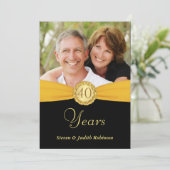 Invitation 40e anniversaire - Faux Pocket Style avec monogram (Debout devant)