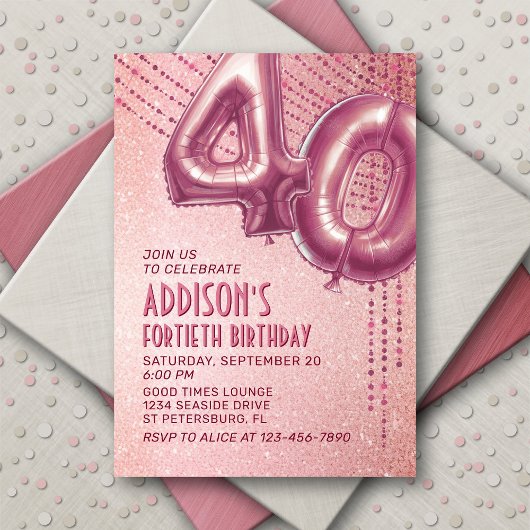 Invitation 40e anniversaire Femme Rose Gold