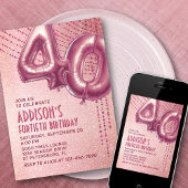 Invitation 40e anniversaire Femme Rose Gold