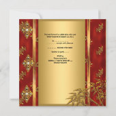 Invitation 40e Anniversaire Fête Asiatique Or Bambou Rouge 2 (Dos)