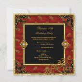 Invitation 40e Anniversaire Fête Asiatique Vue Or Bambou Roug (Dos)